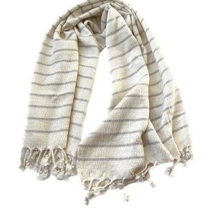 Turkish Textiles Pokoloko Striped Bamboo Hand Towel Fair Trade Turkey Beige New